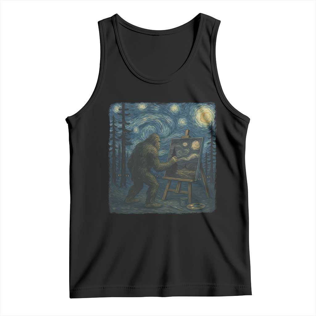 Funny Bigfoot Painting Starry Night Art Parody Gift Tank Top - Wonder Print Shop