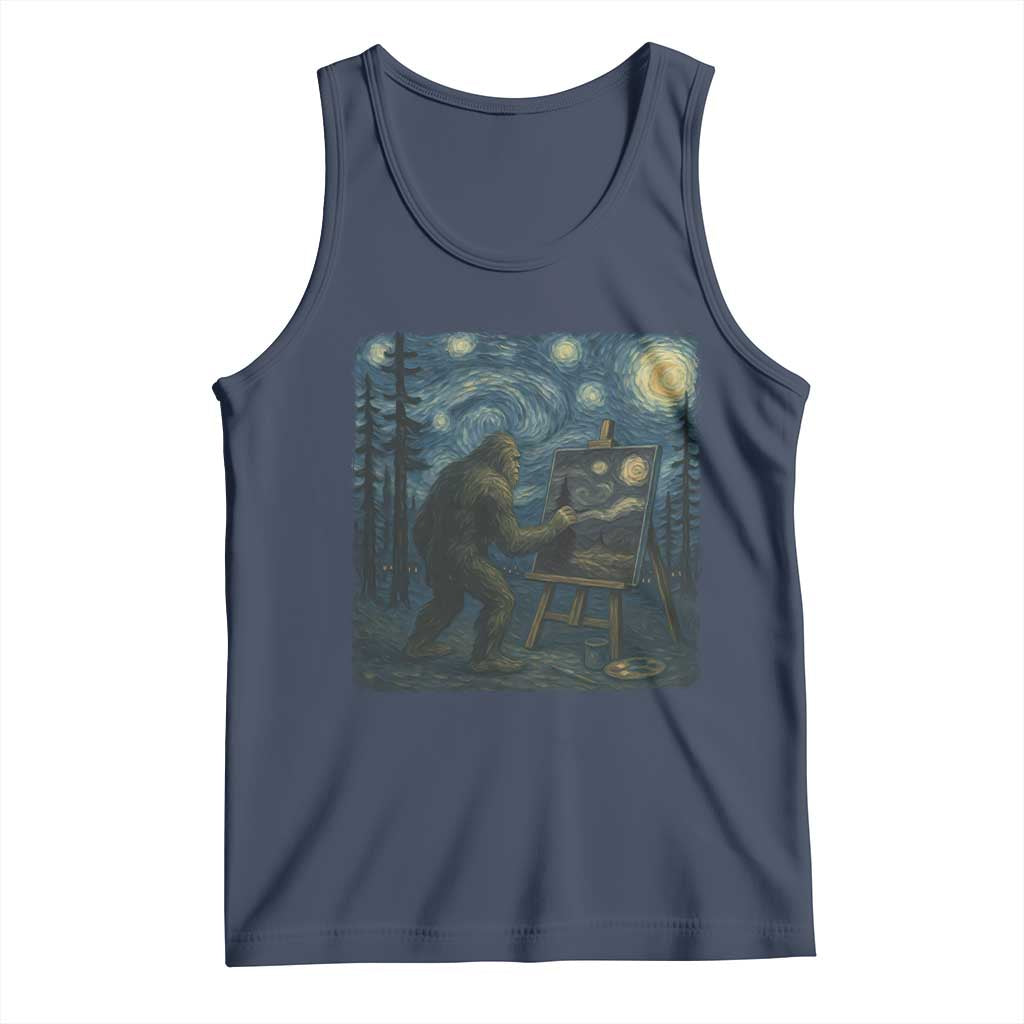 Funny Bigfoot Painting Starry Night Art Parody Gift Tank Top - Wonder Print Shop