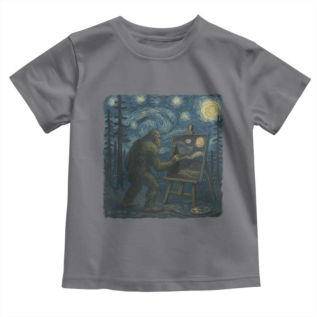 Funny Bigfoot Painting Starry Night Art Parody Gift Toddler T Shirt - Wonder Print Shop