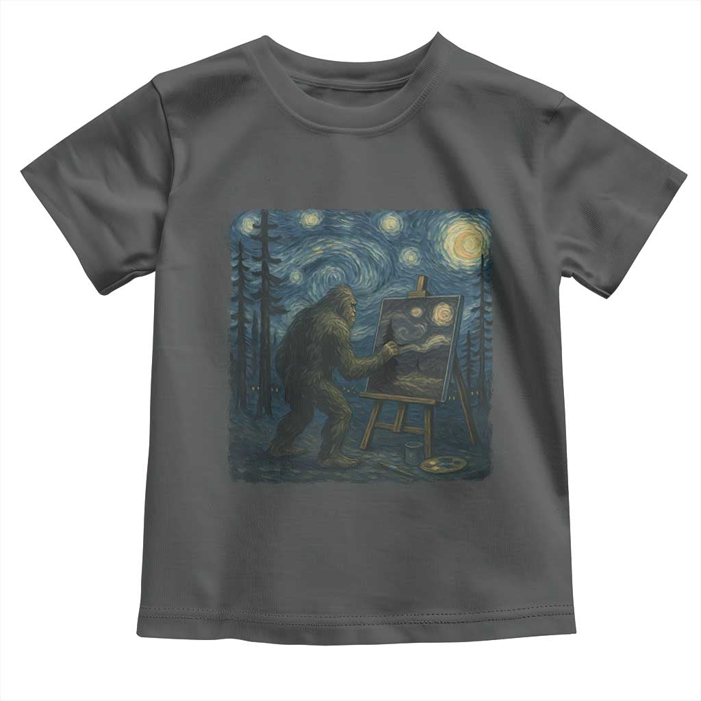 Funny Bigfoot Painting Starry Night Art Parody Gift Toddler T Shirt - Wonder Print Shop