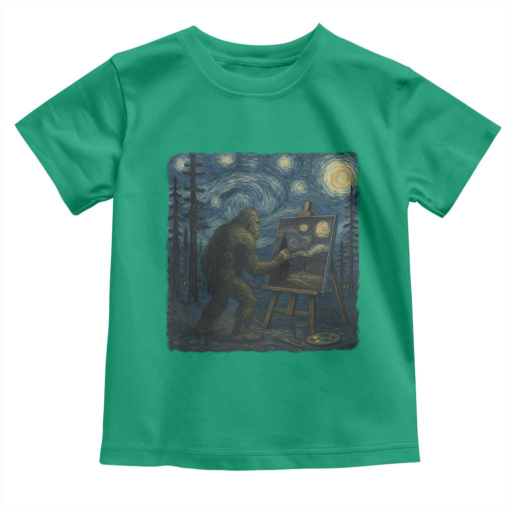 Funny Bigfoot Painting Starry Night Art Parody Gift Toddler T Shirt - Wonder Print Shop