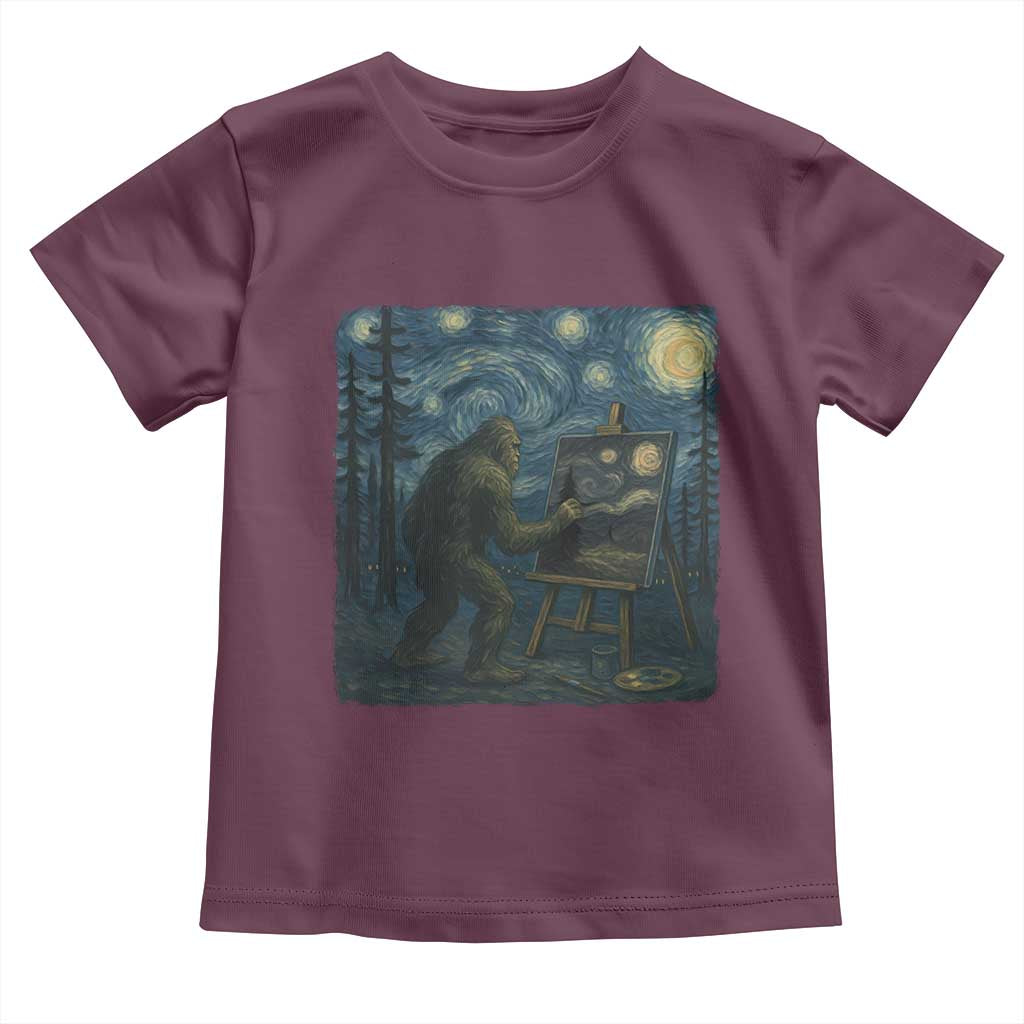 Funny Bigfoot Painting Starry Night Art Parody Gift Toddler T Shirt - Wonder Print Shop