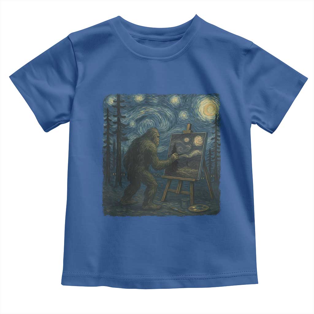 Funny Bigfoot Painting Starry Night Art Parody Gift Toddler T Shirt - Wonder Print Shop