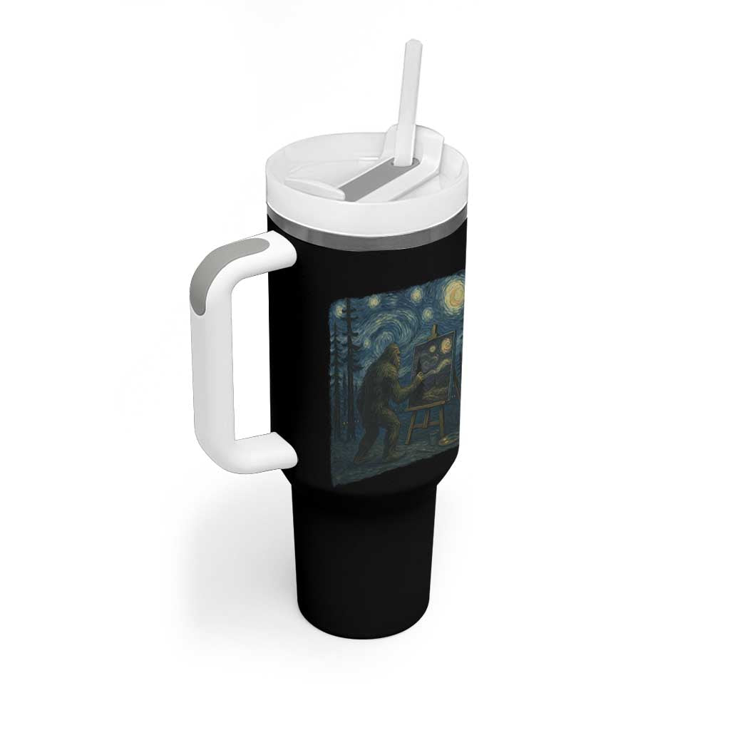Funny Bigfoot Painting Starry Night Art Parody Gift Tumbler With Handle