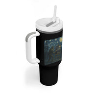 Funny Bigfoot Painting Starry Night Art Parody Gift Tumbler With Handle