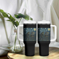 Funny Bigfoot Painting Starry Night Art Parody Gift Tumbler With Handle