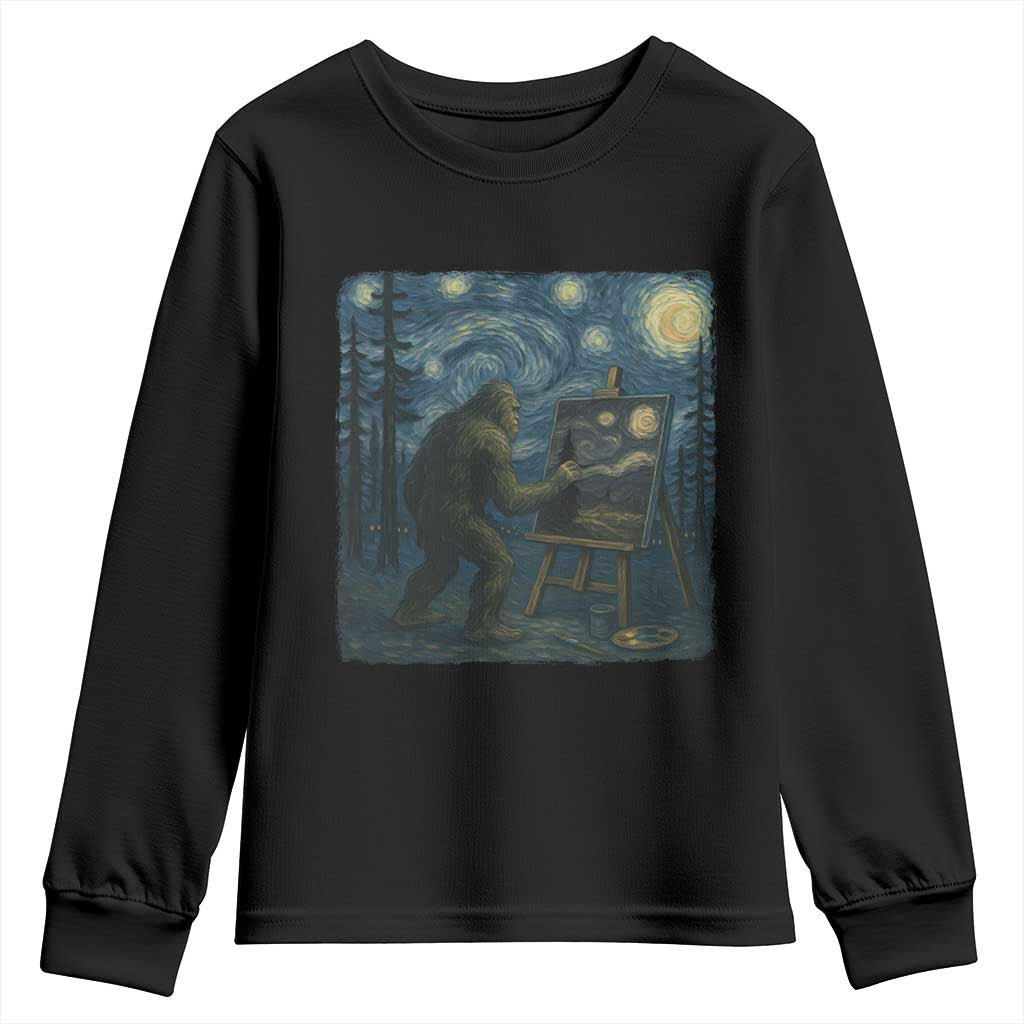 Funny Bigfoot Painting Starry Night Art Parody Gift Youth Sweatshirt - Wonder Print Shop