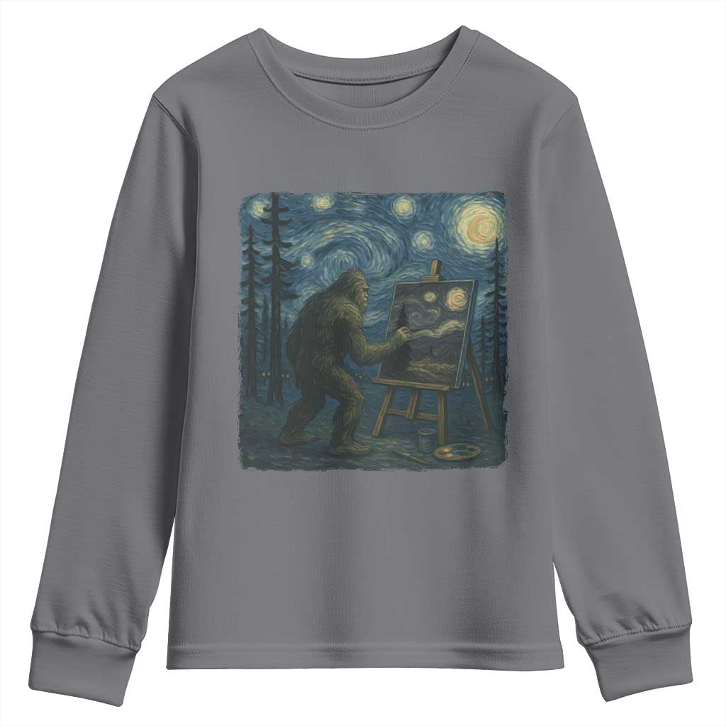 Funny Bigfoot Painting Starry Night Art Parody Gift Youth Sweatshirt - Wonder Print Shop