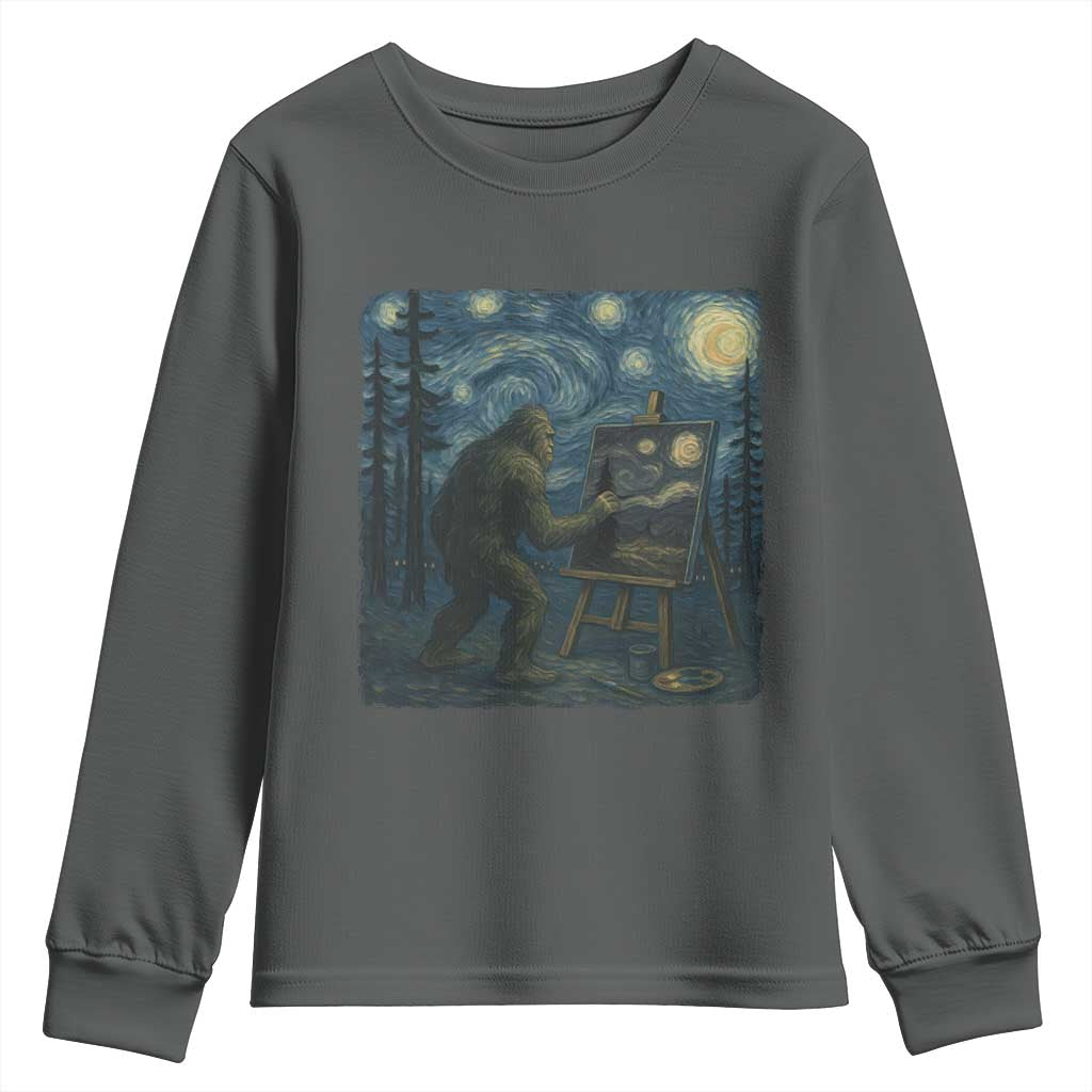 Funny Bigfoot Painting Starry Night Art Parody Gift Youth Sweatshirt - Wonder Print Shop