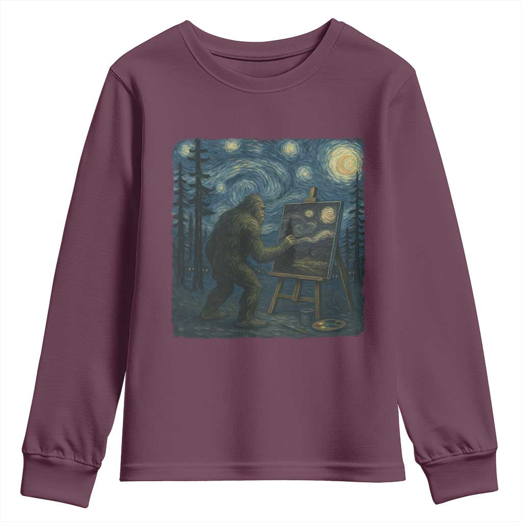 Funny Bigfoot Painting Starry Night Art Parody Gift Youth Sweatshirt - Wonder Print Shop