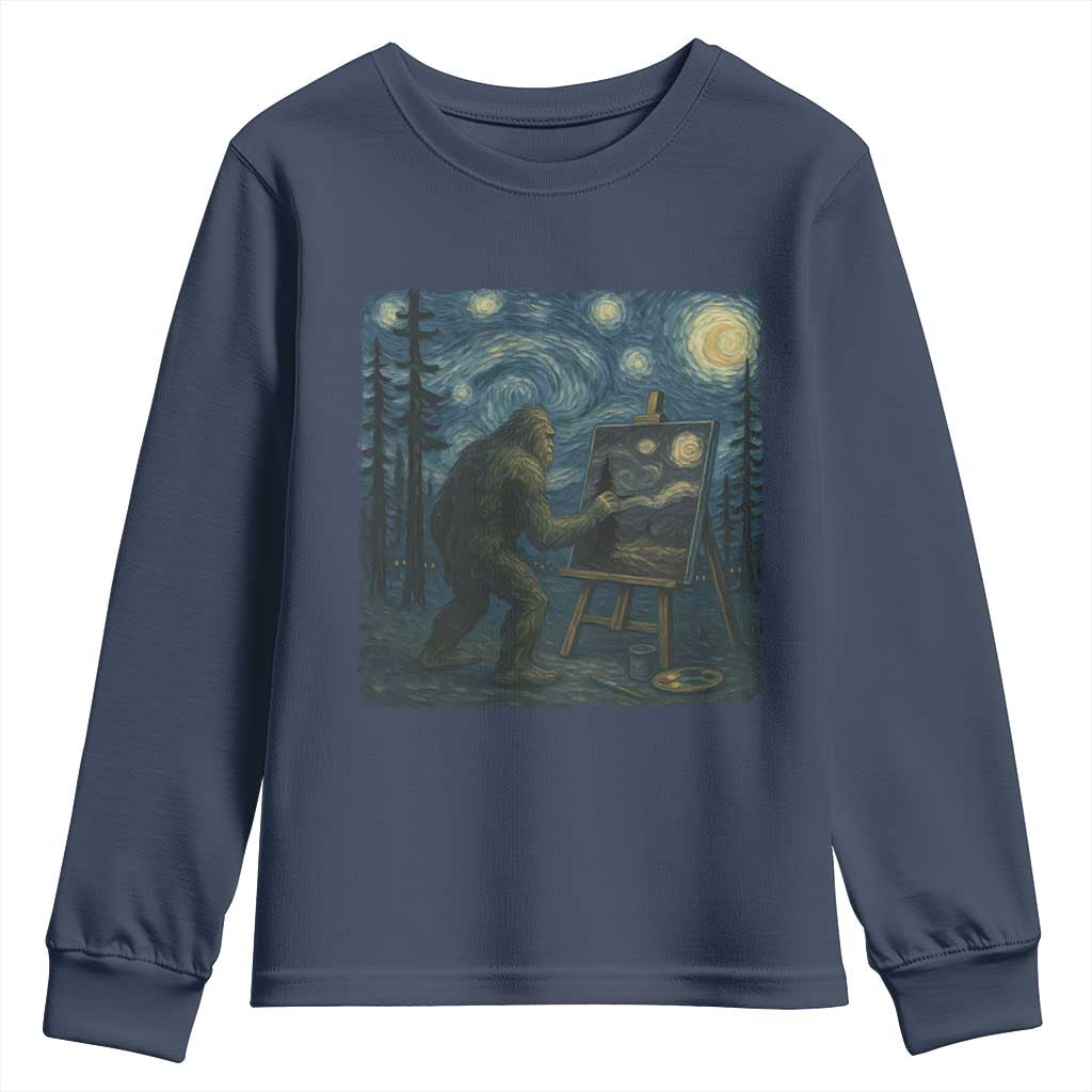 Funny Bigfoot Painting Starry Night Art Parody Gift Youth Sweatshirt - Wonder Print Shop