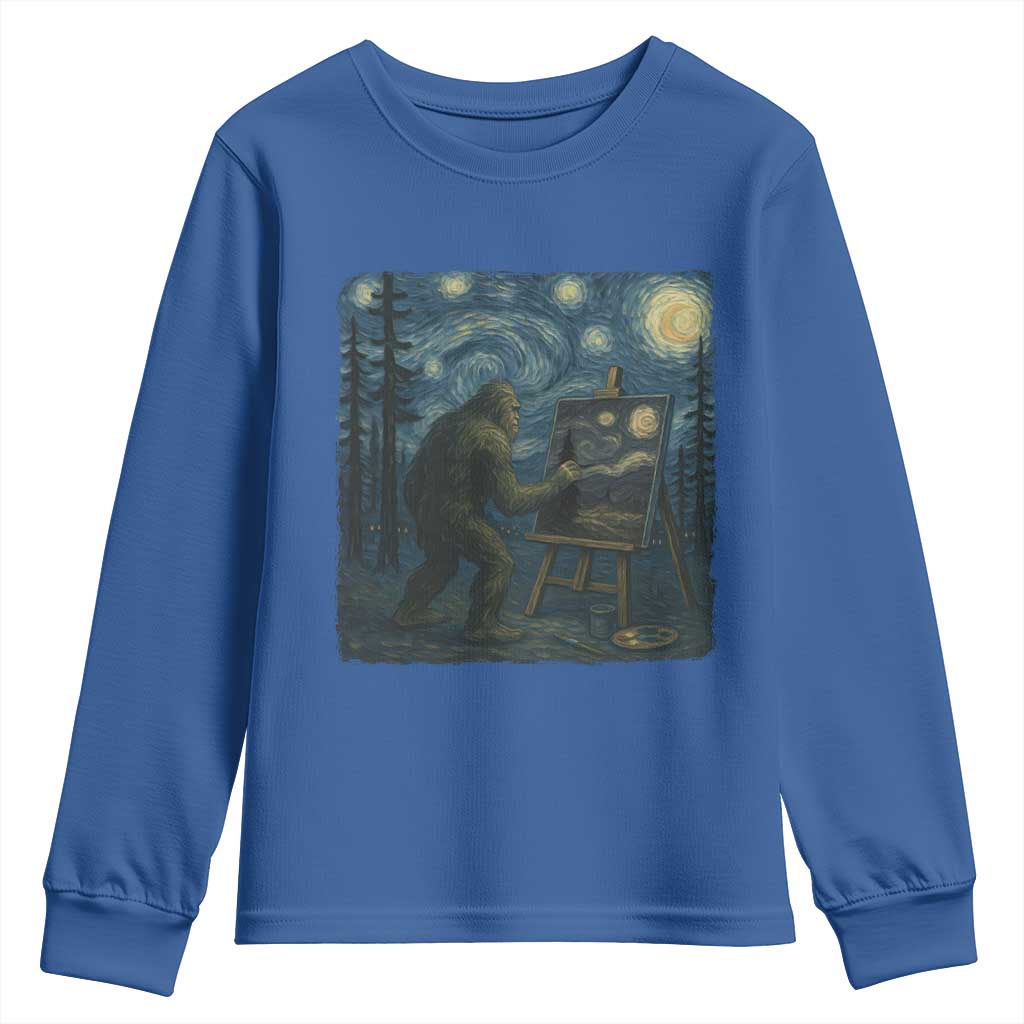 Funny Bigfoot Painting Starry Night Art Parody Gift Youth Sweatshirt - Wonder Print Shop