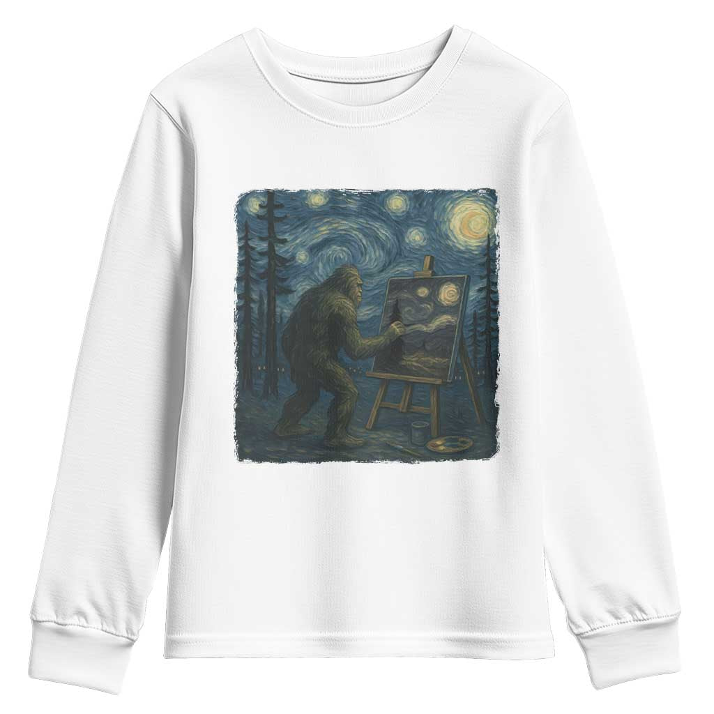 Funny Bigfoot Painting Starry Night Art Parody Gift Youth Sweatshirt - Wonder Print Shop