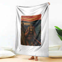 Funny Bigfoot And Alien Throw Blanket Parody The Scream Art Meme Gift - Wonder Print Shop