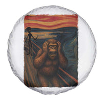 Funny Bigfoot And Alien Spare Tire Cover Parody The Scream Art Meme Gift - Wonder Print Shop