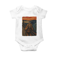 Funny Bigfoot And Alien Baby Onesie Parody The Scream Art Meme Gift - Wonder Print Shop