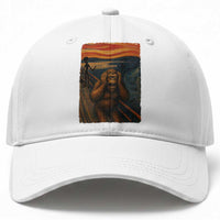 Funny Bigfoot And Alien Baseball Cap Parody The Scream Art Meme Gift