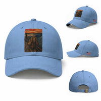 Funny Bigfoot And Alien Baseball Cap Parody The Scream Art Meme Gift