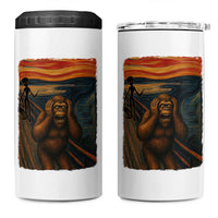 Funny Bigfoot And Alien 4 in 1 Can Cooler Tumbler Parody The Scream Art Meme Gift