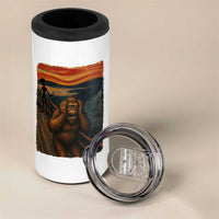 Funny Bigfoot And Alien 4 in 1 Can Cooler Tumbler Parody The Scream Art Meme Gift