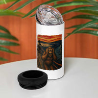 Funny Bigfoot And Alien 4 in 1 Can Cooler Tumbler Parody The Scream Art Meme Gift