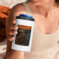 Funny Bigfoot And Alien 4 in 1 Can Cooler Tumbler Parody The Scream Art Meme Gift