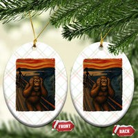 Funny Bigfoot And Alien Ceramic Ornament Parody The Scream Art Meme Gift - Wonder Print Shop