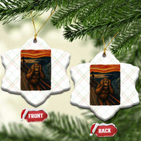 Funny Bigfoot And Alien Ceramic Ornament Parody The Scream Art Meme Gift - Wonder Print Shop