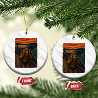 Funny Bigfoot And Alien Ceramic Ornament Parody The Scream Art Meme Gift - Wonder Print Shop