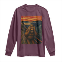 Funny Bigfoot And Alien Long Sleeve Shirt Parody The Scream Art Meme Gift - Wonder Print Shop