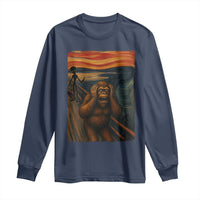 Funny Bigfoot And Alien Long Sleeve Shirt Parody The Scream Art Meme Gift - Wonder Print Shop
