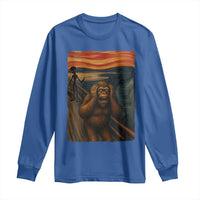 Funny Bigfoot And Alien Long Sleeve Shirt Parody The Scream Art Meme Gift - Wonder Print Shop