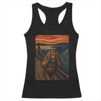 Funny Bigfoot And Alien Racerback Tank Top Parody The Scream Art Meme Gift - Wonder Print Shop