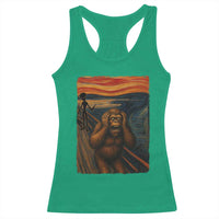 Funny Bigfoot And Alien Racerback Tank Top Parody The Scream Art Meme Gift - Wonder Print Shop