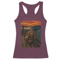 Funny Bigfoot And Alien Racerback Tank Top Parody The Scream Art Meme Gift - Wonder Print Shop