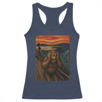 Funny Bigfoot And Alien Racerback Tank Top Parody The Scream Art Meme Gift - Wonder Print Shop
