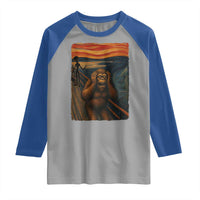 Funny Bigfoot And Alien Raglan Shirt Parody The Scream Art Meme Gift - Wonder Print Shop