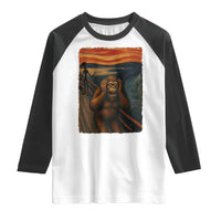 Funny Bigfoot And Alien Raglan Shirt Parody The Scream Art Meme Gift - Wonder Print Shop