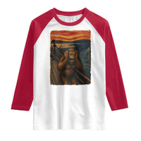 Funny Bigfoot And Alien Raglan Shirt Parody The Scream Art Meme Gift - Wonder Print Shop