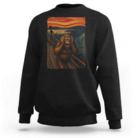Funny Bigfoot And Alien Sweatshirt Parody The Scream Art Meme Gift - Wonder Print Shop