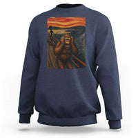 Funny Bigfoot And Alien Sweatshirt Parody The Scream Art Meme Gift - Wonder Print Shop