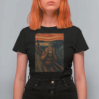Funny Bigfoot And Alien T Shirt For Women Parody The Scream Art Meme Gift - Wonder Print Shop