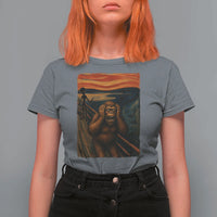 Funny Bigfoot And Alien T Shirt For Women Parody The Scream Art Meme Gift - Wonder Print Shop