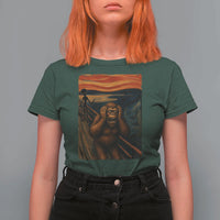 Funny Bigfoot And Alien T Shirt For Women Parody The Scream Art Meme Gift - Wonder Print Shop
