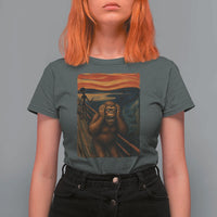 Funny Bigfoot And Alien T Shirt For Women Parody The Scream Art Meme Gift - Wonder Print Shop
