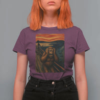 Funny Bigfoot And Alien T Shirt For Women Parody The Scream Art Meme Gift - Wonder Print Shop