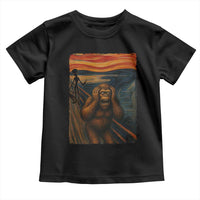 Funny Bigfoot And Alien Toddler T Shirt Parody The Scream Art Meme Gift - Wonder Print Shop