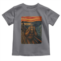 Funny Bigfoot And Alien Toddler T Shirt Parody The Scream Art Meme Gift - Wonder Print Shop