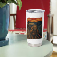 Funny Bigfoot And Alien Tumbler Cup Parody The Scream Art Meme Gift