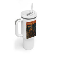 Funny Bigfoot And Alien Tumbler With Handle Parody The Scream Art Meme Gift